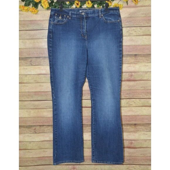 Crazy Horse Liz Claiborne Jeans Stretch Denim Straight Leg Ladies 16 Medium Wash - Picture 1 of 9